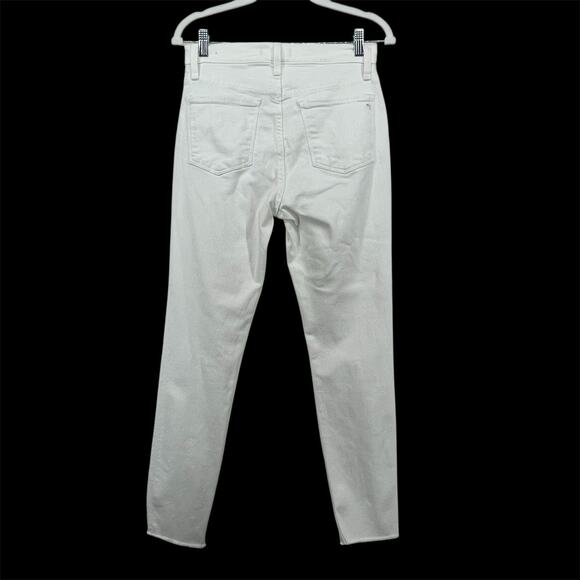 Madewell Size 28 White 9" High Rise Skinny Crop Jeans Distressed Raw Hem Stretch - Picture 5 of 10